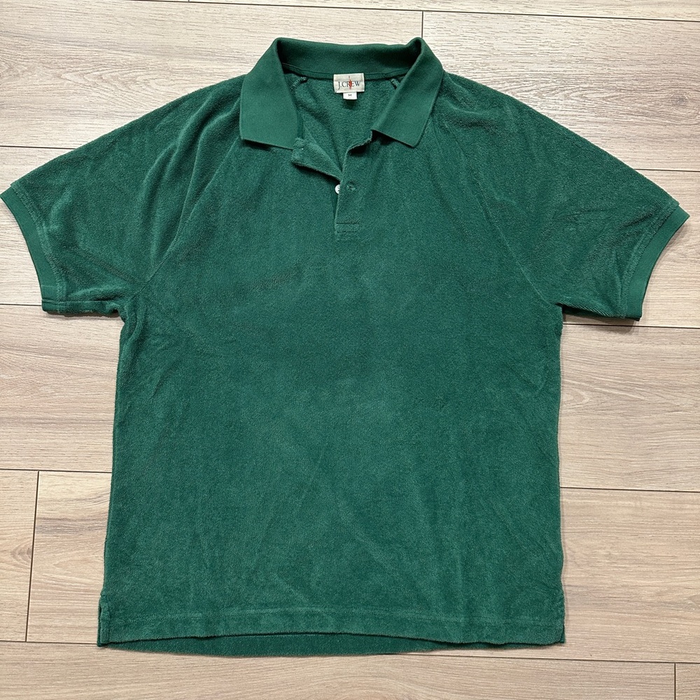 Jcrew Men's Green terry cloth Polo Shirt